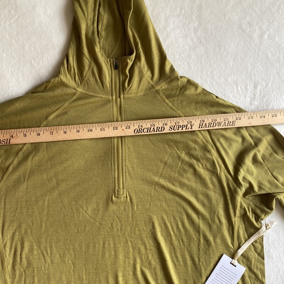 Ibex Indie Hoodie Merino Wool Mens 2XL Athletic Fit Olive Lightweight 1/4 Zip - Picture 8 of 14